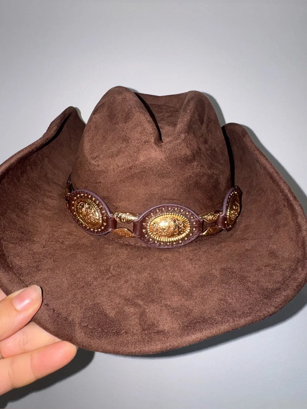 Nordstrom Western Cowboy Hat with Concho Leather Band in chocolate brown